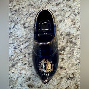 Vintage Limoges Cobalt Blue & Gold Porcelain Shoe